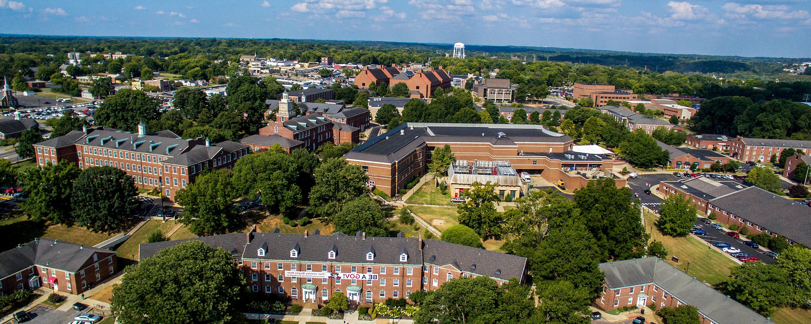 Modern-day campus aerial